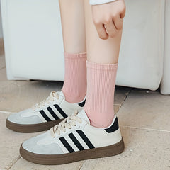 8 Pairs Solid Mid Tube Socks Women's Stockings