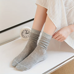 4 Pairs Solid Socks Comfy & Breathable All-match Women's Stockings