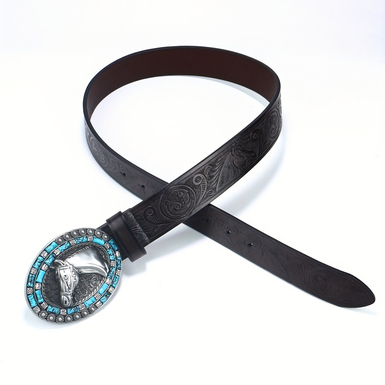 Vintage Punk Horse Head Engraved Belt Cowboy Jeans Waist Strap