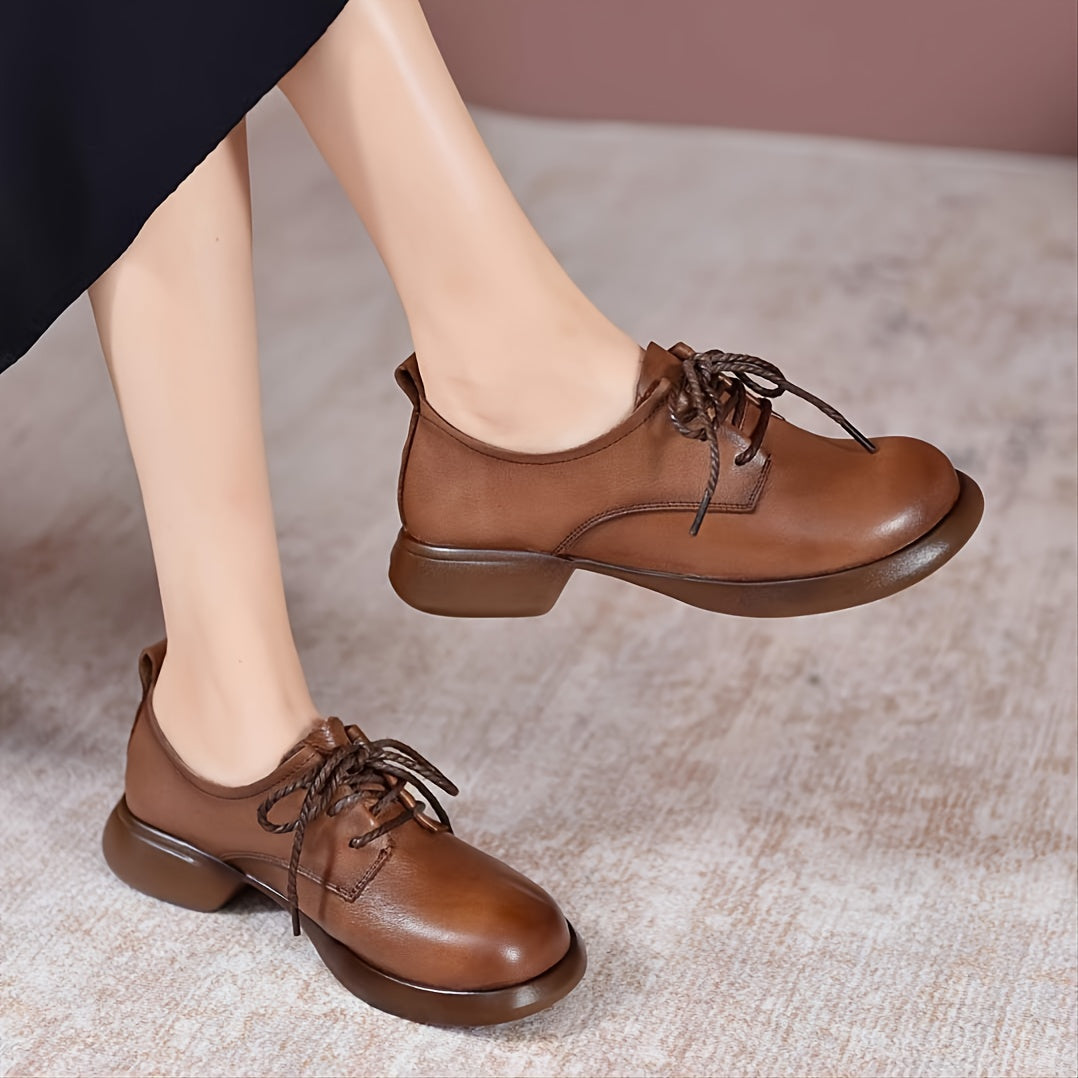 Women's Chunky Heeled Lace-up Oxford Shoes Comfortable Lightweight