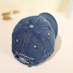 LA Embroidery Baseball Cap Washed Distressed Unisex Dad Hats Vintage