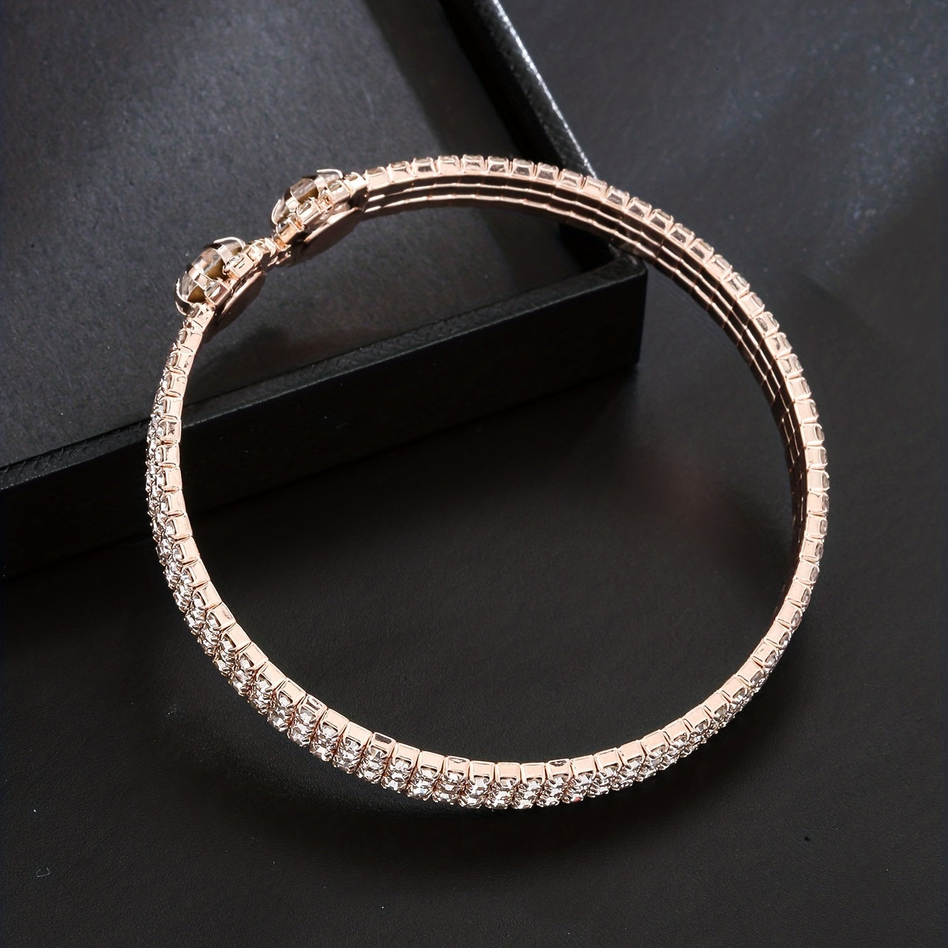 18K Plated Zircon Bangle Rhinestone Bracelet Wedding Jewelry