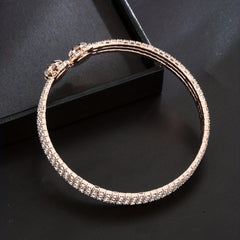 18K Plated Zircon Bangle Rhinestone Bracelet Wedding Jewelry