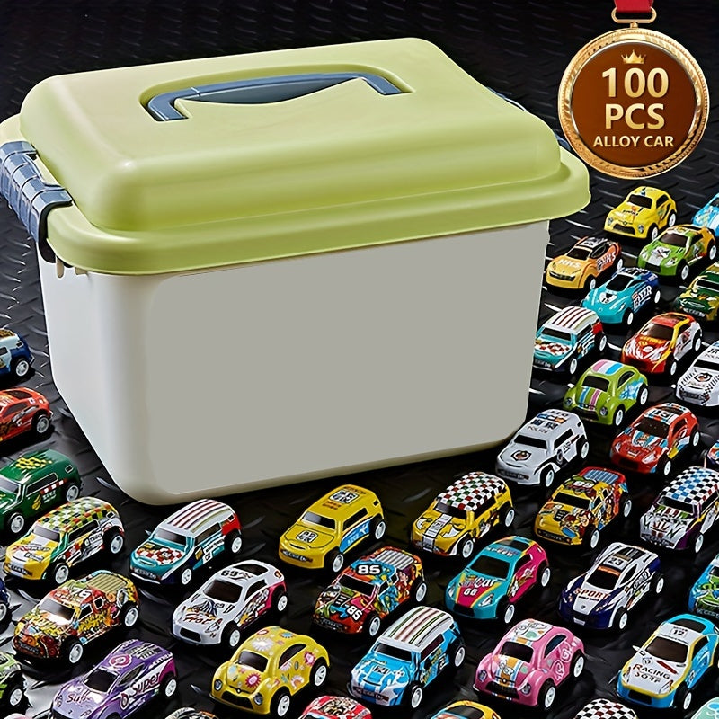 50 Pull Back Toy Cars with Storage Box - Christmas Halloween Thanksgiving Random