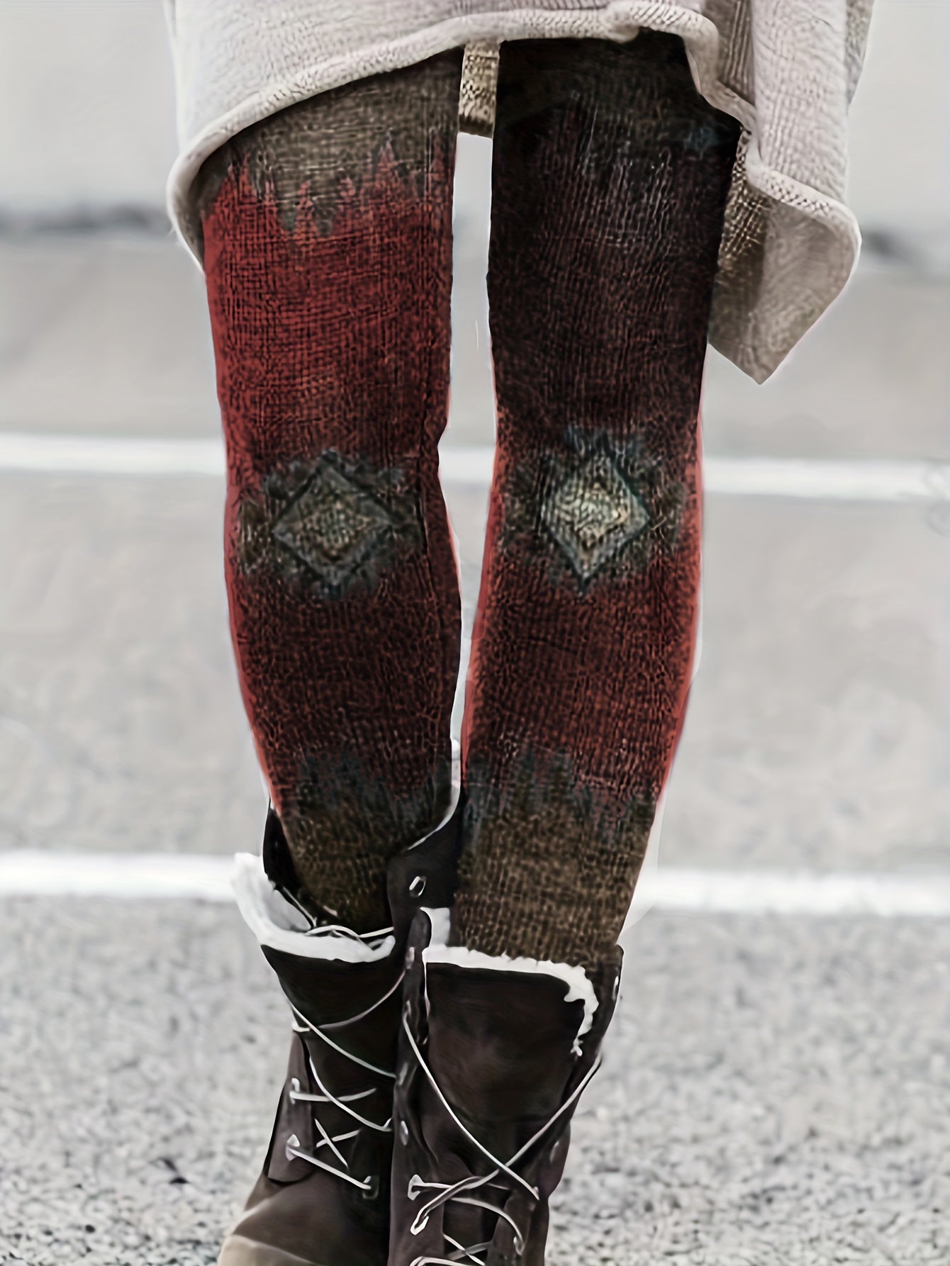 Geometric Pattern Skinny Leggings Stretchy Women's Clothing