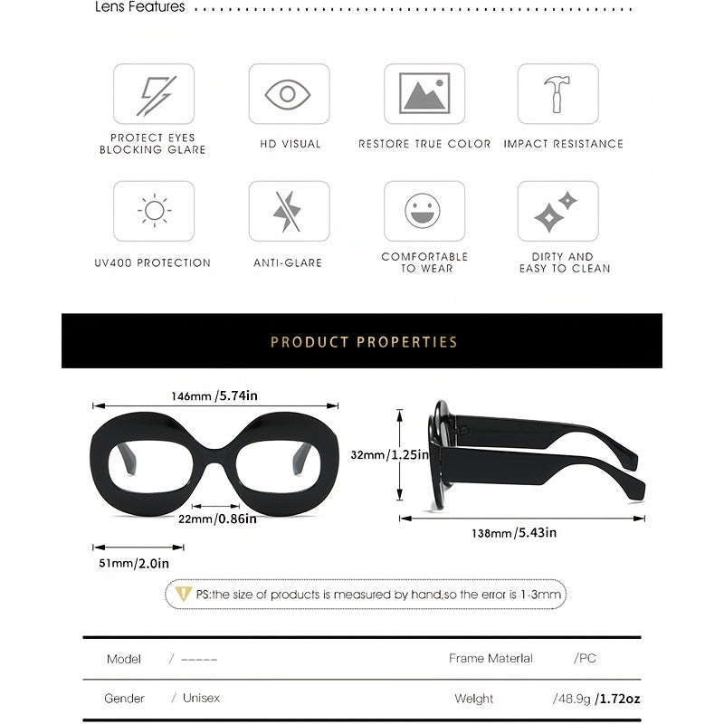 Oversized Oval Frame Sunglasses Multicolor UV400 Eye Protection