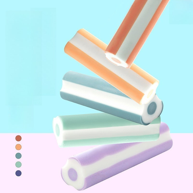 5pcs Pencil Erasers Mixed Colors Durable PVC Material School & Office Supplies