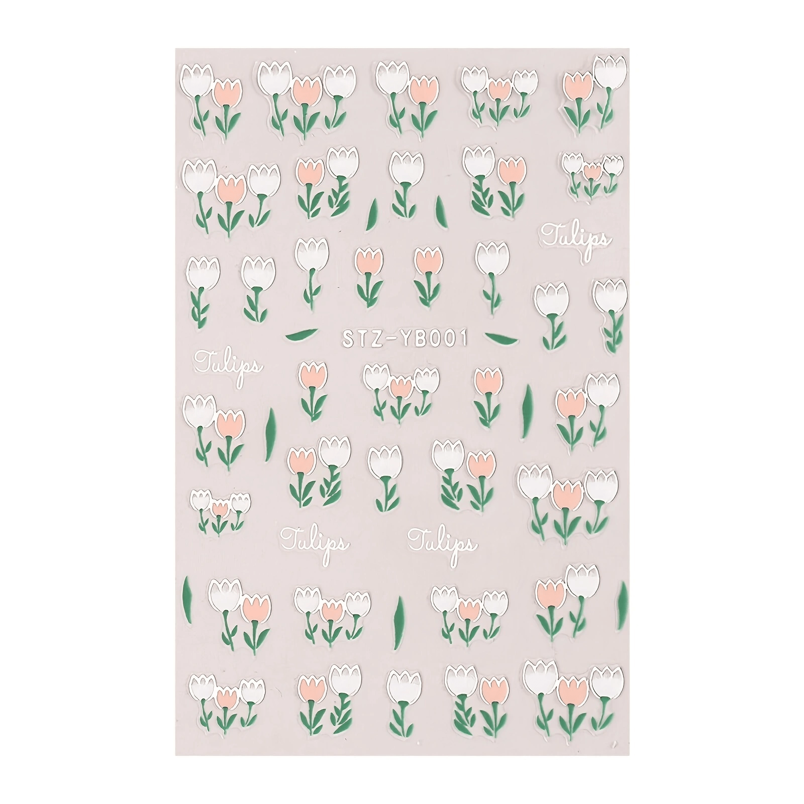 1pc DIY Nail Art Sticker Tulip Embossed Floral Adhesive Nail Sticker