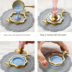 Flower Wax Seal Stamp Ring 2 Stamp Holder Set