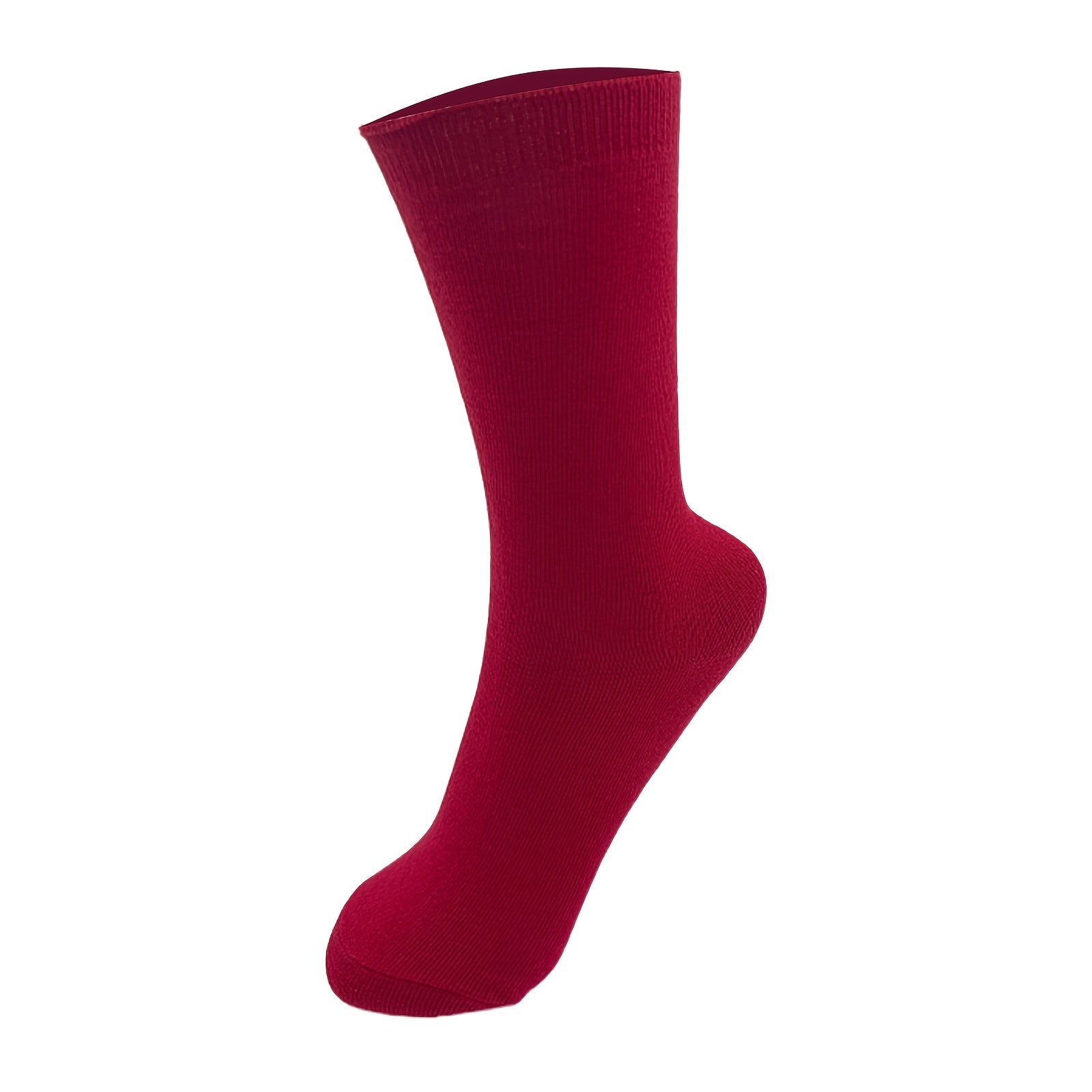 Women's Casual Solid Sports Socks - Comfortable & Breathable Mid Tube Crew Socks