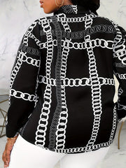  Chain Print Long Sleeve Button Up Shirt
