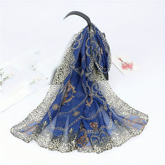 Leopard Chain Print Chiffon Scarf Thin Breathable Casual Shawl