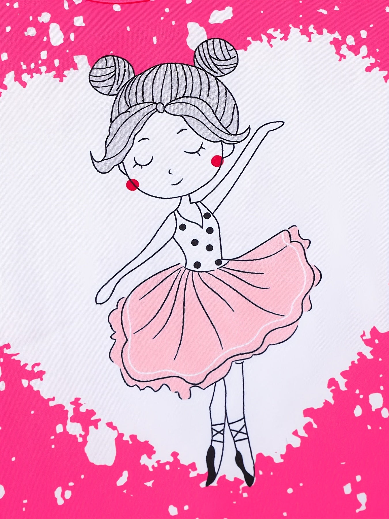 Girls Dancing Girl Graphic T Shirt & Heart Leopard Shorts Set