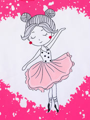 Girls Dancing Girl Graphic T Shirt & Heart Leopard Shorts Set