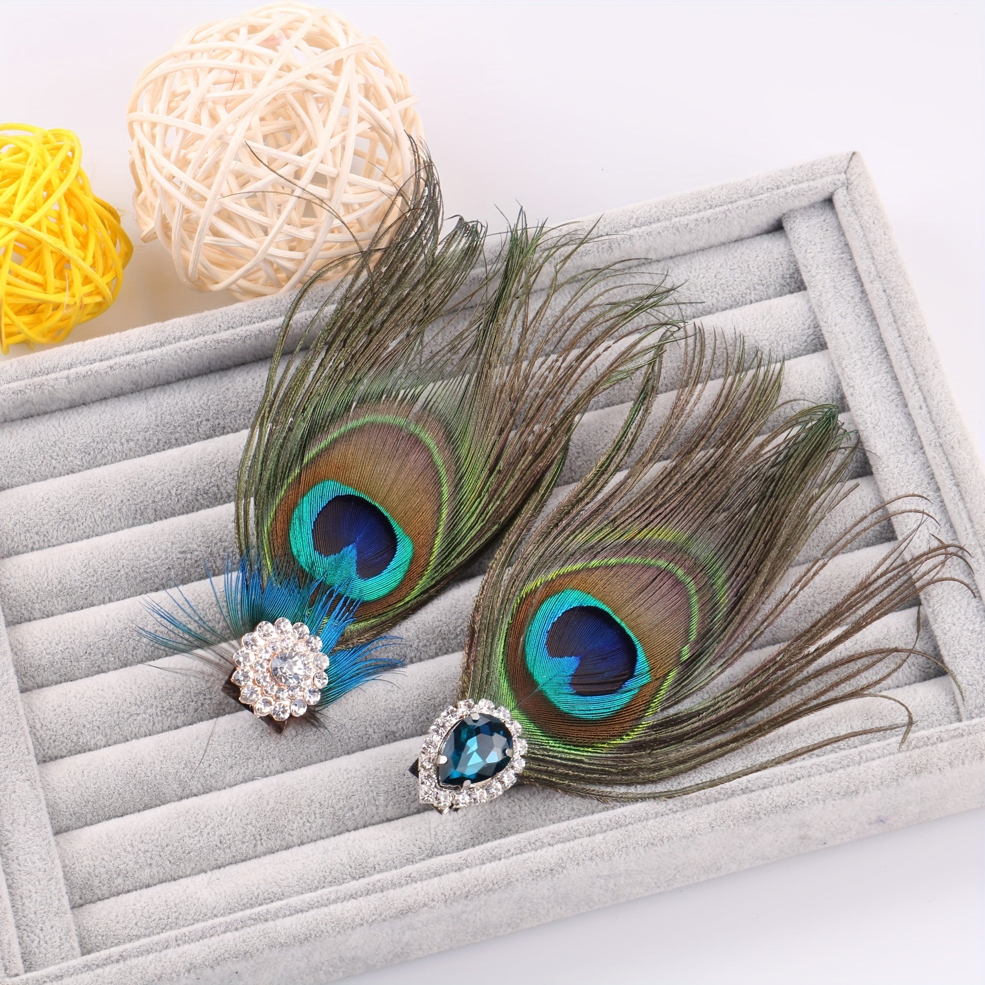 Retro Style Peacock Feather Hair Clip for Women Girls