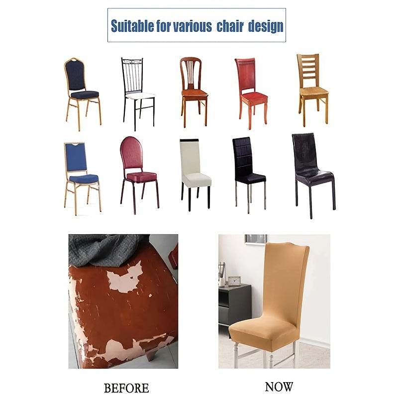 Stretch Chair Cover Solid Velvet Slipcover for Home Office Kitchen Dining