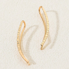 Long Copper Ear Climber Earrings Bar Studs