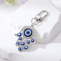 Evil Eye Keychain for Women Zircon Fatima Hand Eye Bag Car Key Accessories