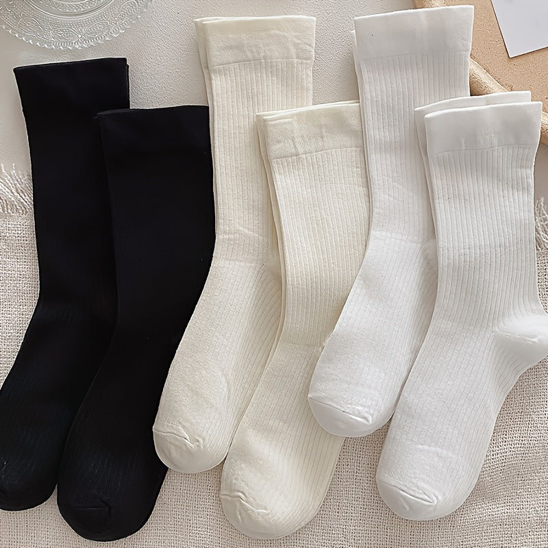 3 Pairs Solid Socks Comfy & Breathable Women's Stockings & Hosiery