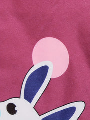  Rabbit & Dot Print Pajama Set Long Sleeve Tee & Pants Two Piece