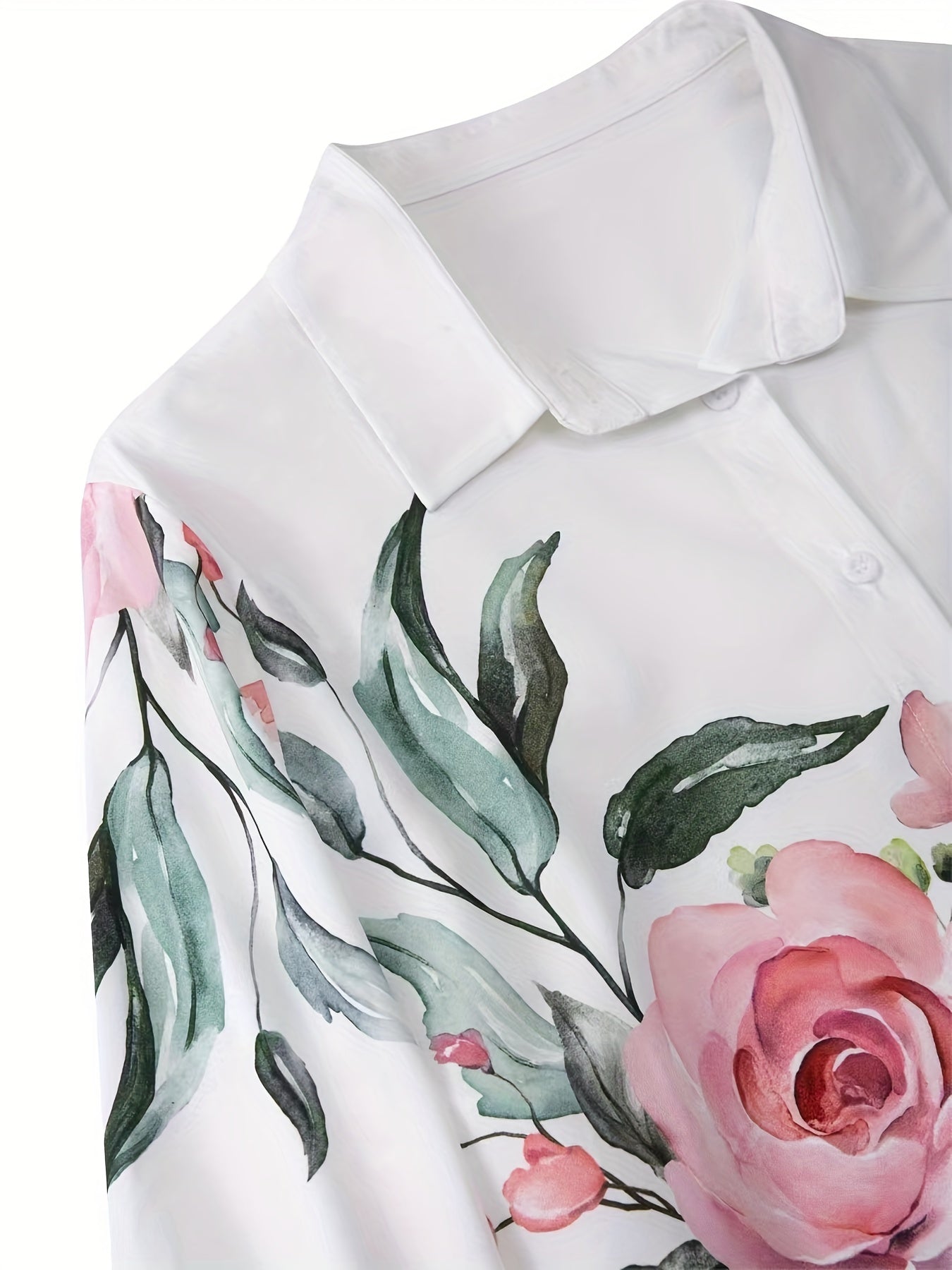  Floral Print Long Sleeve Button Up Shirt