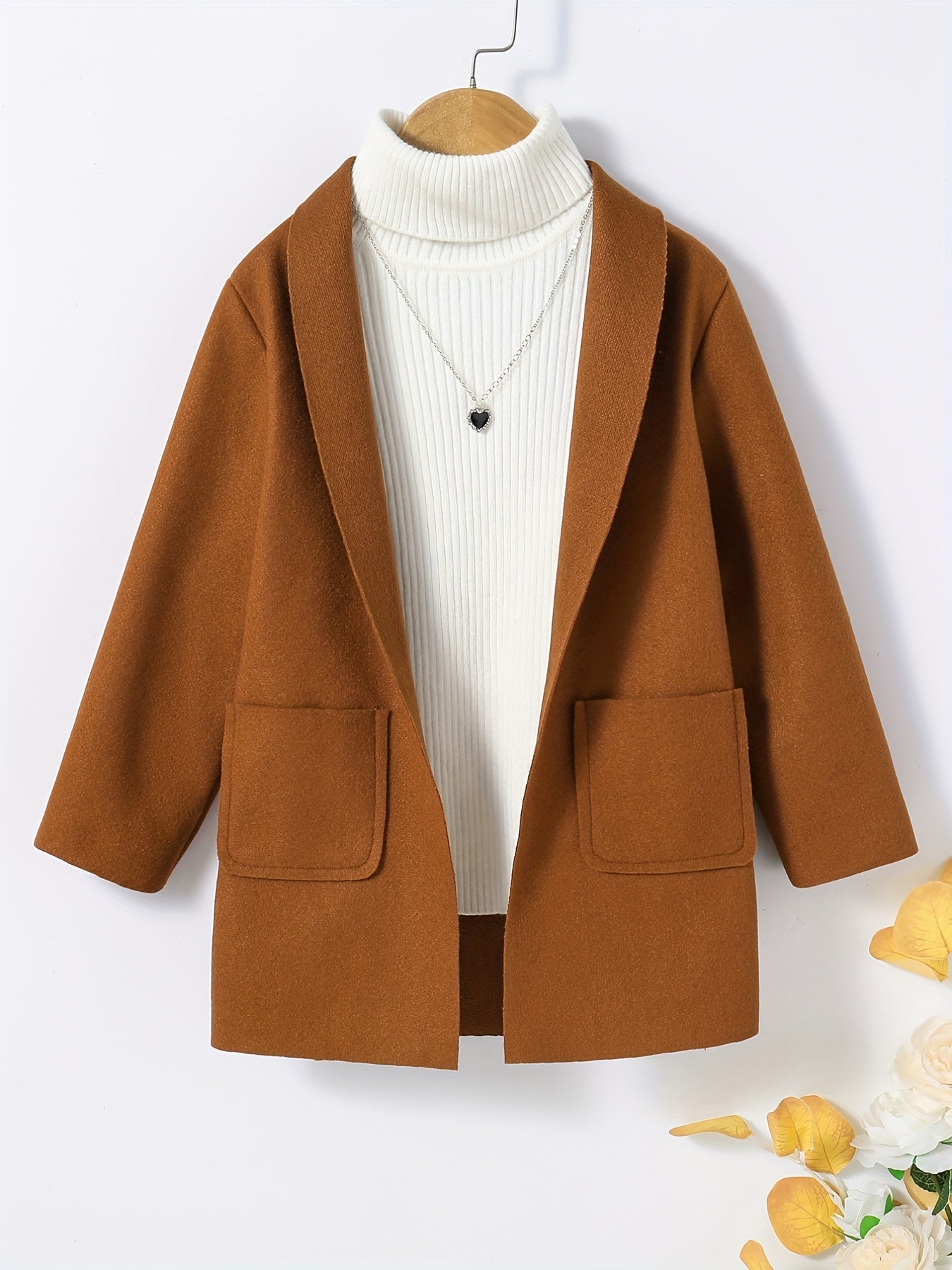 Girls' Warm Shawl Collar Overcoat Outerwear