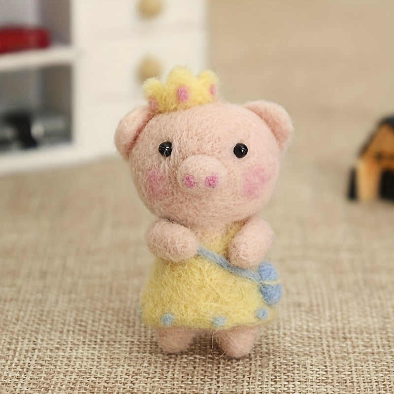 Piggy Felt Craft Kit DIY Embroidery Wool Stitch Needlework Toy Gift