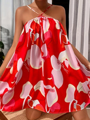 Plus Size Colorblock Floral Mini Cami Dress