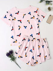  Floral Print Tee & Shorts Pajama Set