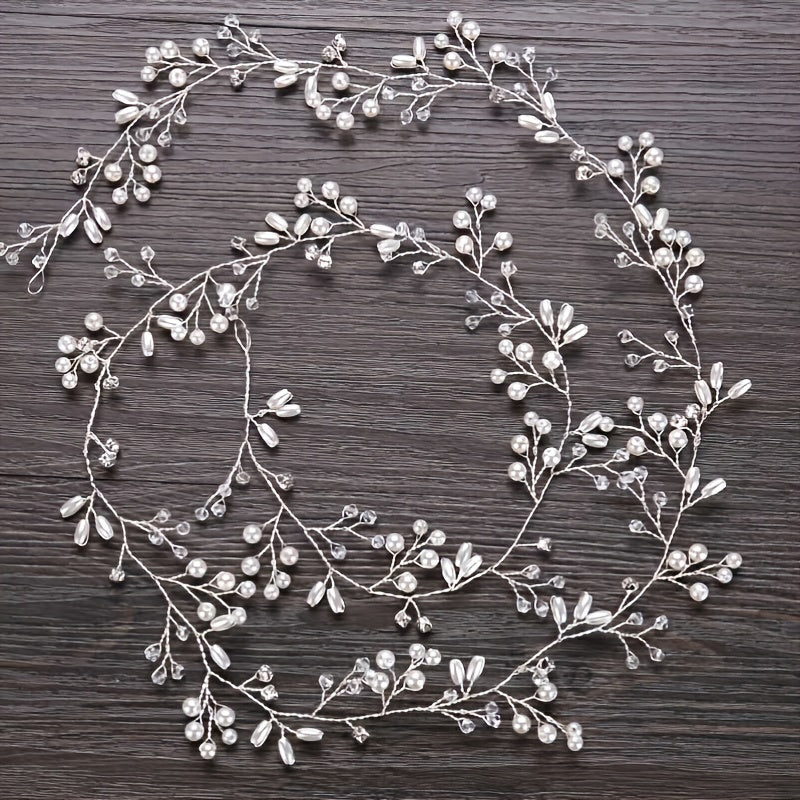 Wedding Bridal Headband Headpieces Crystals Faux Pearls Hair Vine