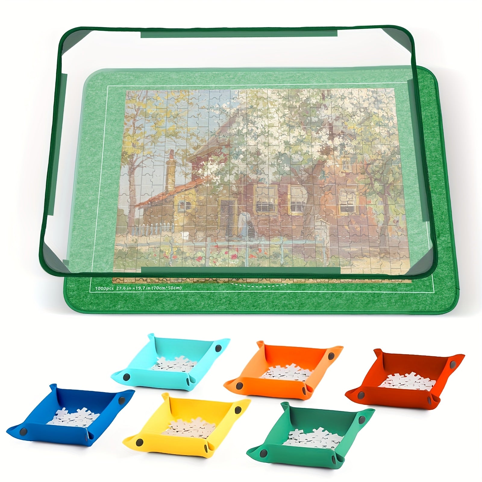 1000pcs Foldable Felt Puzzle Board with 6 Trays