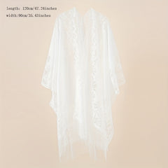 Solid Lace Cardigan Sunproof Shawl Casual Beach Cape