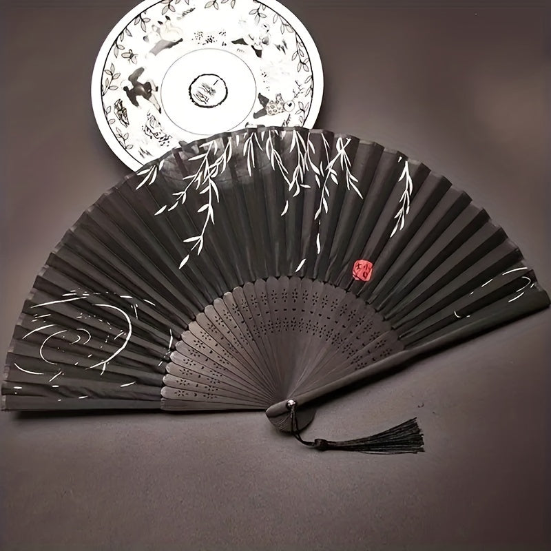 Silky Fan Chinese Style Folding Fan Ornament Floral Pattern Women's Handheld Fan