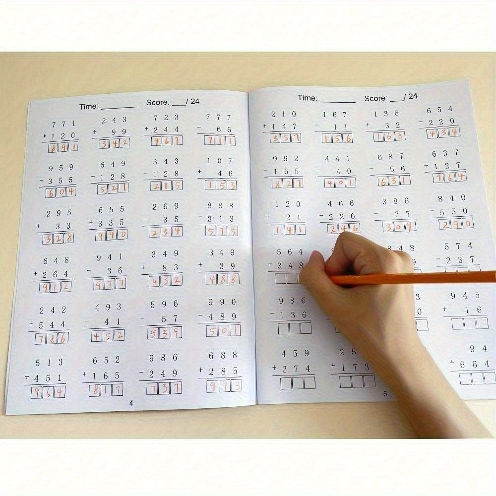 Workbook Addition & Subtraction Practice for Kids Ages 6-8