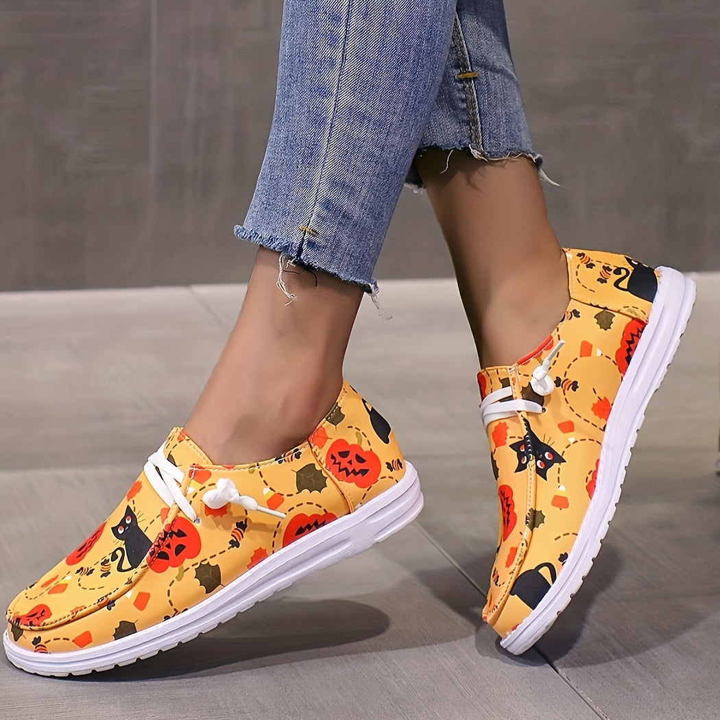 Halloween Print Flat Lightweight Skate Shoes