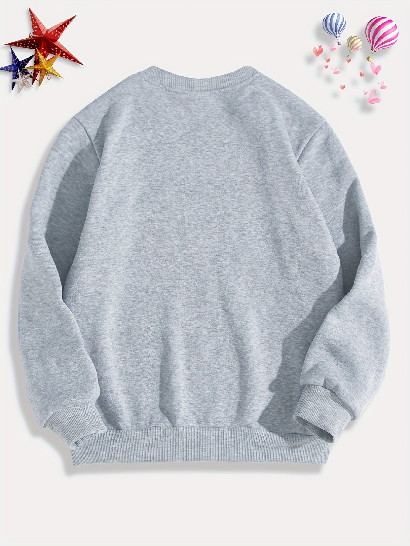 Smiling Face And Letter Print Boys Casual Pullover Sweatshirt