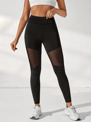 Mesh Contrast Breathable Yoga Leggings Running Workout Sports Tight Pants