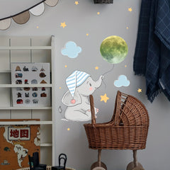 18pcs Luminous Elephant Moon Star Children's Room Fluorescent Decoration