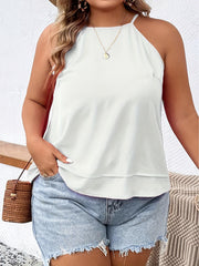  Casual Cami Top Solid Keyhole Back Slight Stretch Cami