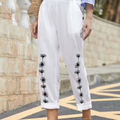  Sunflower Print High Rise Pants