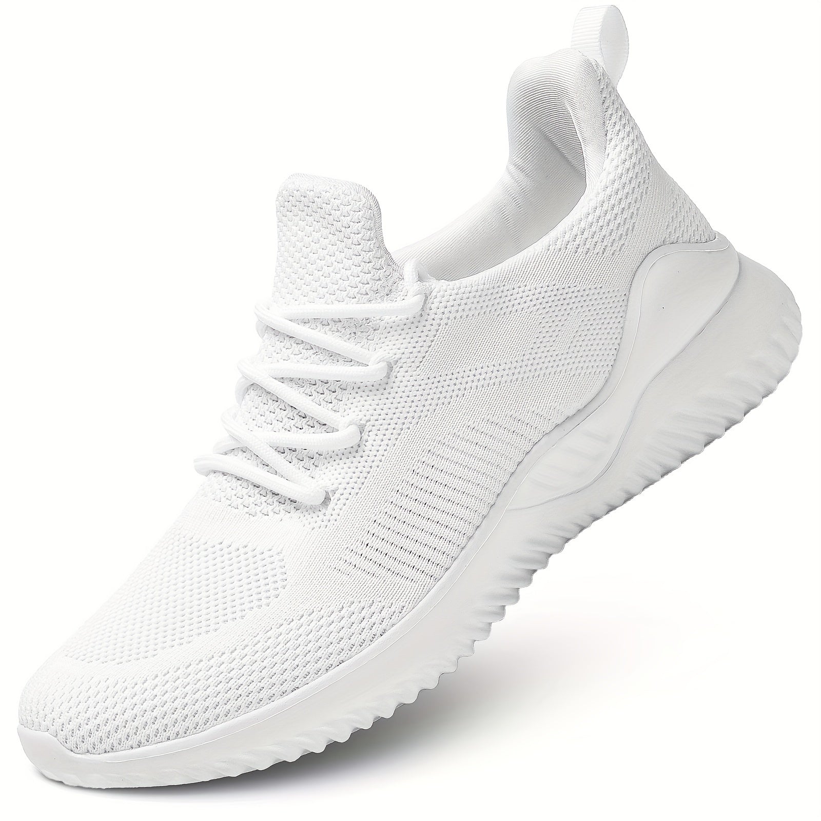 Men's Solid Running Shoes Breathable Woven Knit Sneakers
