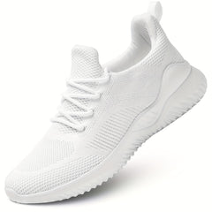 Men's Solid Running Shoes Breathable Woven Knit Sneakers
