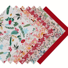 7pcs Red Series 2 Printed Fabric Patchwork Cloth Doll DIY Sewing Quil