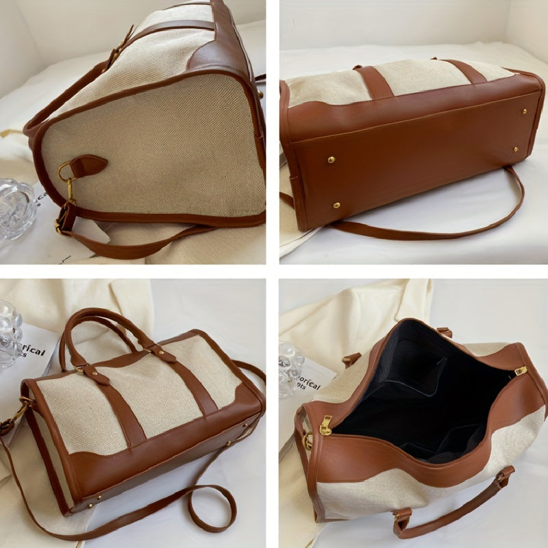 Canvas Travel Bag Retro Luggage Storage Women's Tote & Crossbody Bag