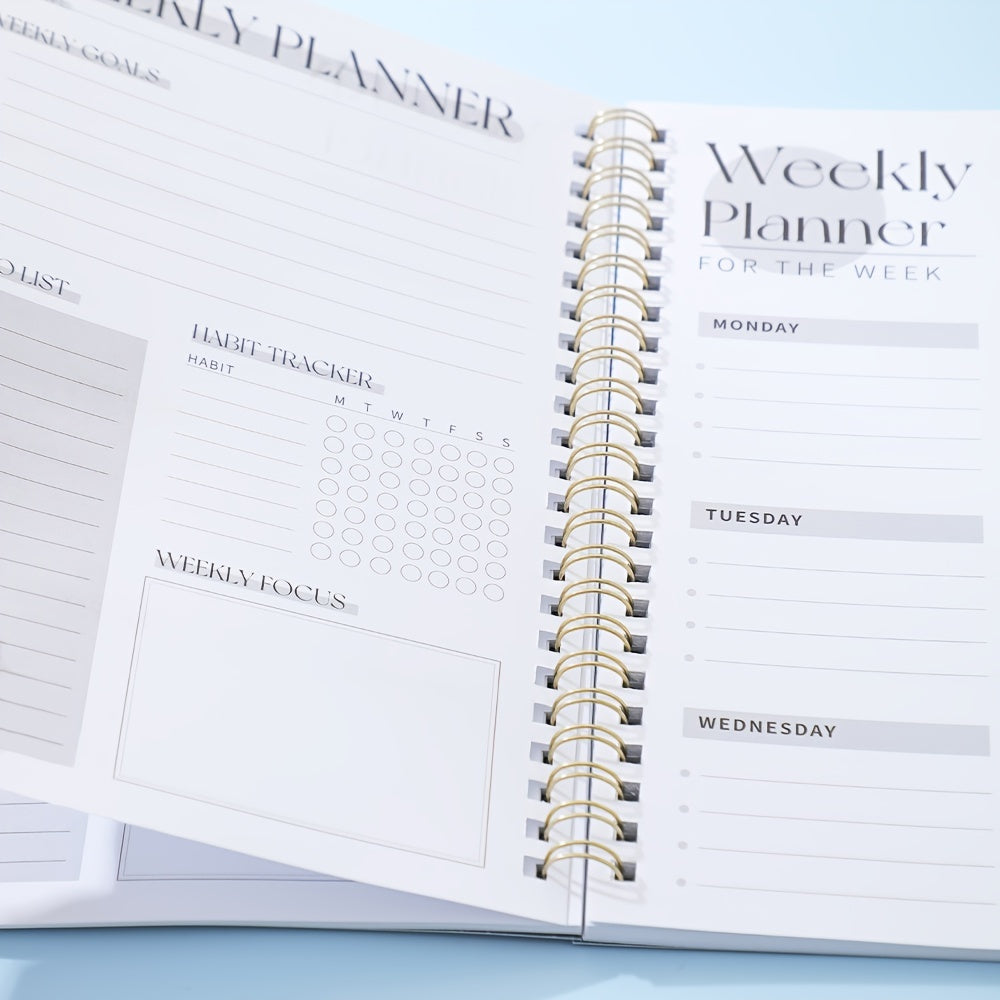 Undated Weekly Planner Notebook with Goal To-Do List