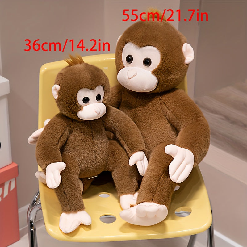 Soft Plush Monkey Toy Brown Cartoon Monkey Doll with Eyes & Limbs
