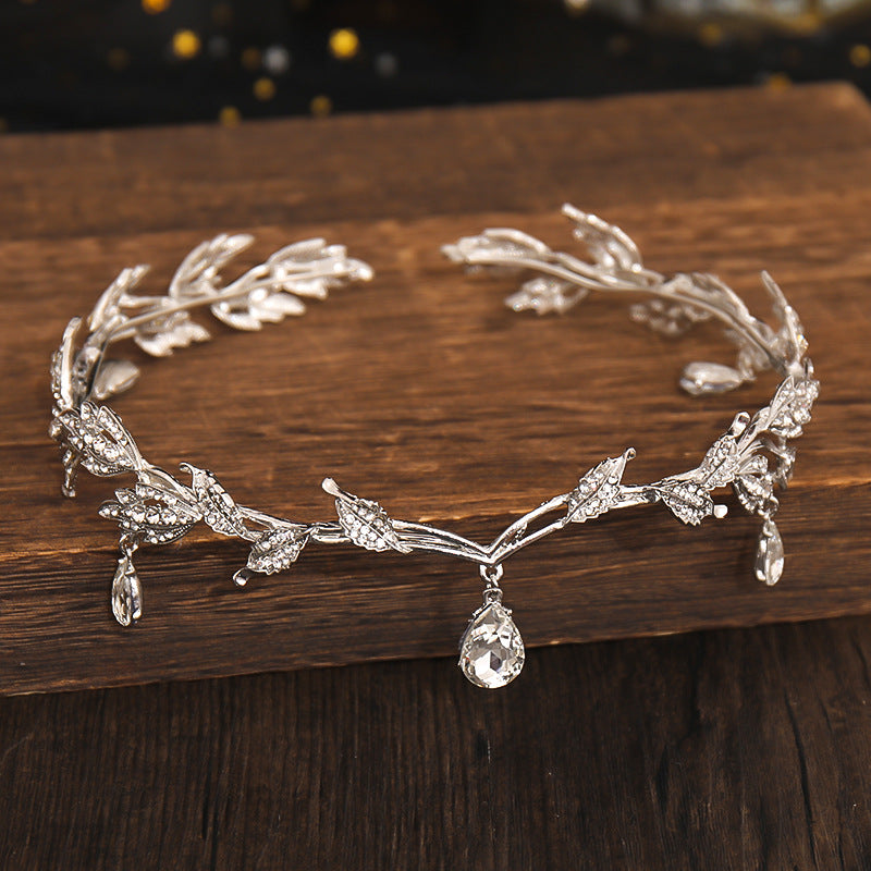 Vintage Crystal Rhinestone Leaf Tiara Crown Headband Hair Accessories