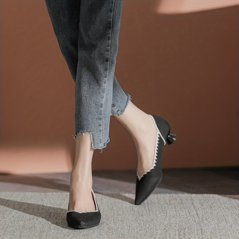 Women's Knitted Low Heels Comfort Slip On Shoes