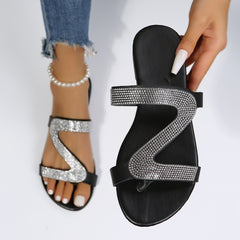 Women's Rhinestone Slide Sandals Bohemian Flatform Shoes