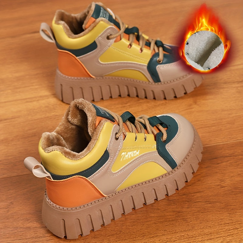 Women's Plush Winter High Top Board Shoes Height Increased Sneakers
